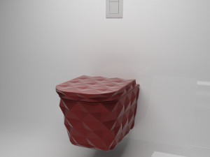 cherry red wall mounted toilet Modèle 3D