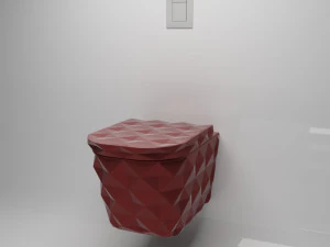 vaso sanitário de parede vermelho cereja Modelo 3D