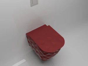 cherry red wall mounted toilet 3D Model