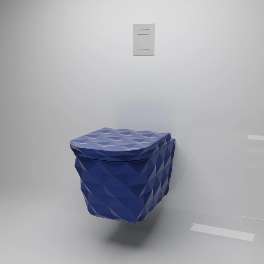 ocean blue wall mounted toilet 3D Model .c4d .max .obj .3ds .fbx .stl .blend 