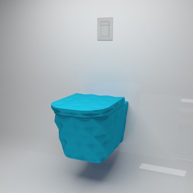 candy blue wall mounted toilet 3Dモデル .c4d .max .obj .3ds .fbx .stl .blend 