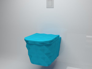 candy blue wall mounted toilet Modèle 3D