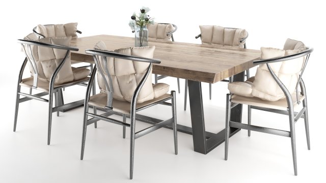 dining set table and chairs 3D Model .c4d .max .obj .3ds .fbx .stl .blend 