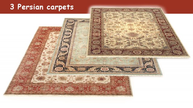 3 persian carpets rug model 3D 모델 .c4d .max .obj .3ds .fbx .stl .blend 