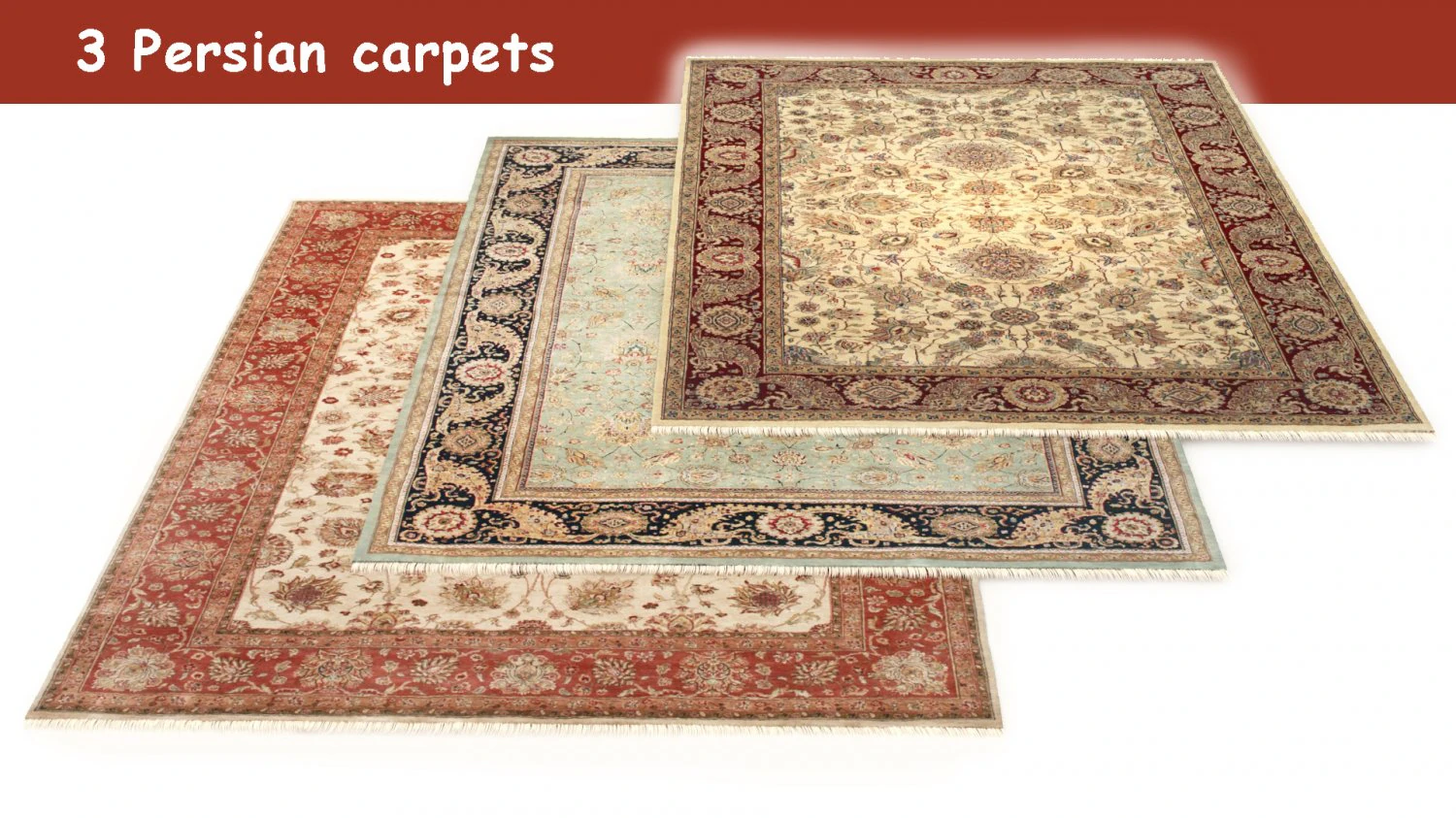 3 persian carpets rug model 3D Model .c4d .max .obj .3ds .fbx .stl .blend