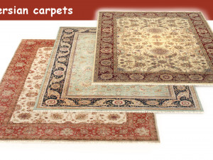 3 persian carpets rug model 3D Модель