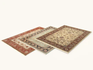 3 persian carpets rug model 3D Model