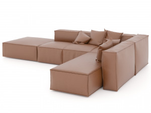 brown leather sectional sofa 3D Model