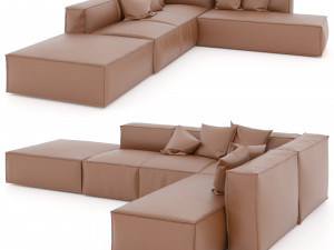 brown leather sectional sofa 3D Модель