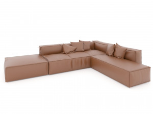 brown leather sectional sofa 3D Модель
