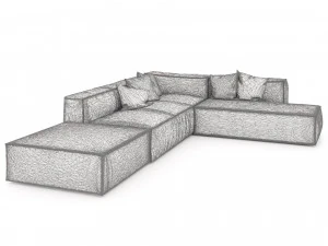 sofa sectional kulit berwarna coklat Model 3D