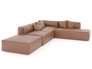brown leather sectional sofa 3D Модель