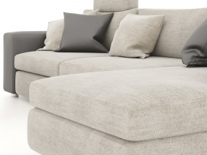 corner sofa with pouf and pillows 3D Model