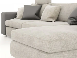 corner sofa with pouf and pillows 3D Model