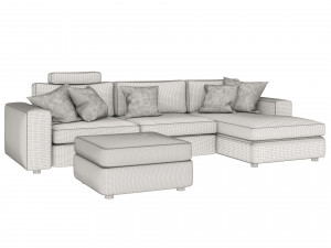 corner sofa with pouf and pillows 3D Model