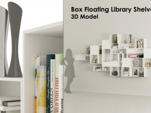 Boxed floating Library shelves 3D Model