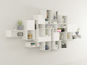 Boxed floating Library shelves 3D Model