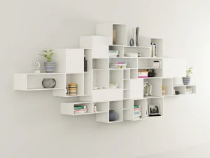 Boxed floating Library shelves 3D Model