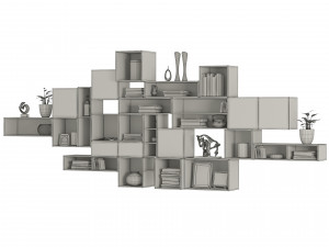 Boxed floating Library shelves 3D Model