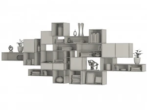 Boxed floating Library shelves 3D Model