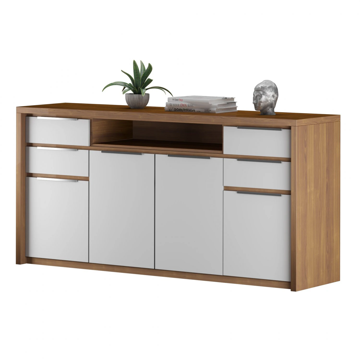 Buffet sideboard table with decoration set 3D Model .c4d .max .obj .3ds .fbx .stl .blend