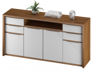 Buffet sideboard table with decoration set 3D Model