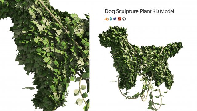 Topiary Dog sculpture plant 3Dモデル .c4d .max .obj .3ds .fbx .stl .blend 