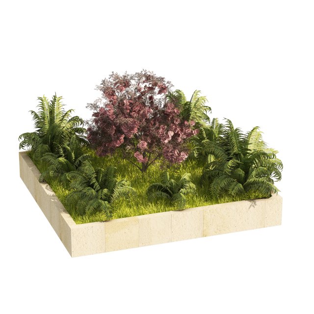Garden border plant set low poly 3D Model .c4d .max .obj .3ds .fbx .stl .blend 