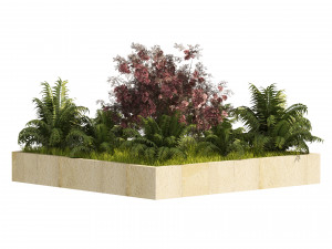 Garden border plant set low poly 3D Model