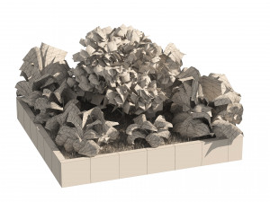 Garden border plant set low poly 3D Model