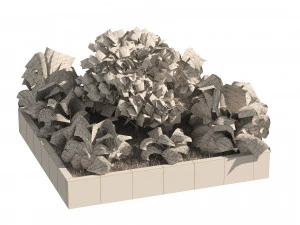 Garden border plant set low poly 3D Model