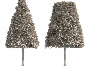 2 Cone topiary tree shape black gum tree 3D Model
