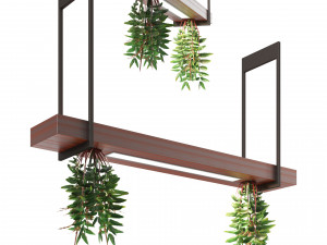 Pendant light with hanging plant FalseSpirea 3D Model