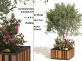 Outdoor tree flower wood pot 3D Model