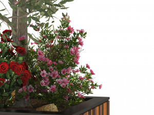 Outdoor tree flower wood pot 3D Model