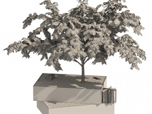 Landscape Bench with Mimosa tree pot 3D मॉडल