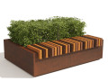Outdoor Bench with shape topiary plant 3D Model