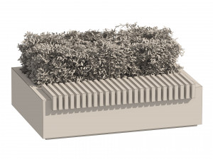 Outdoor Bench with shape topiary plant 3D Model
