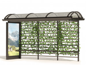 3 Bus Station with Climbing plant Model 3D