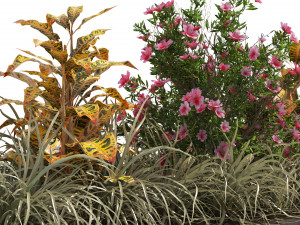 Modern Flowers Planter with Wood Bench 3D Модель