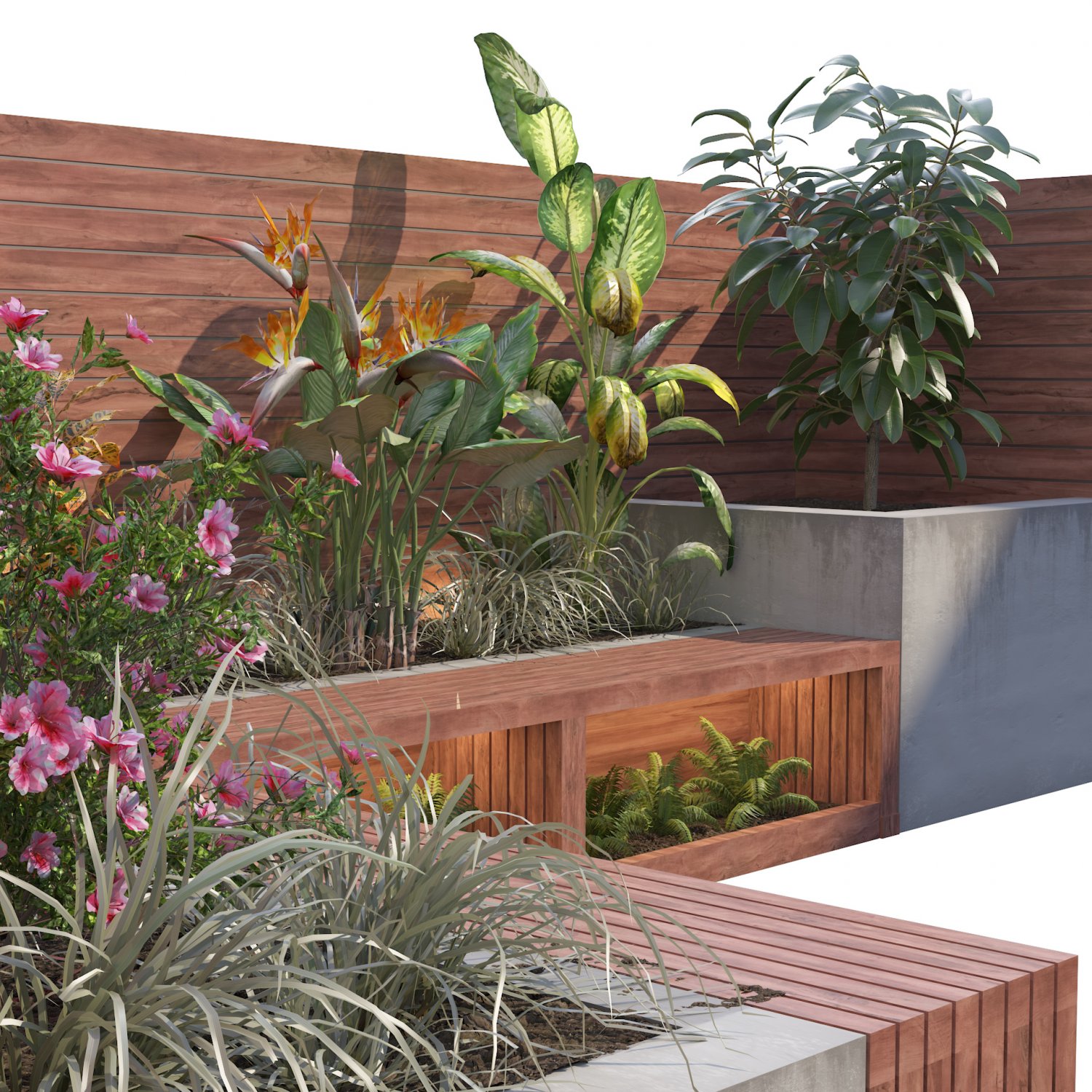 Corner bench planter deals