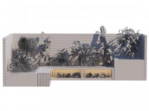 Corner bench seating with planter 3D Model