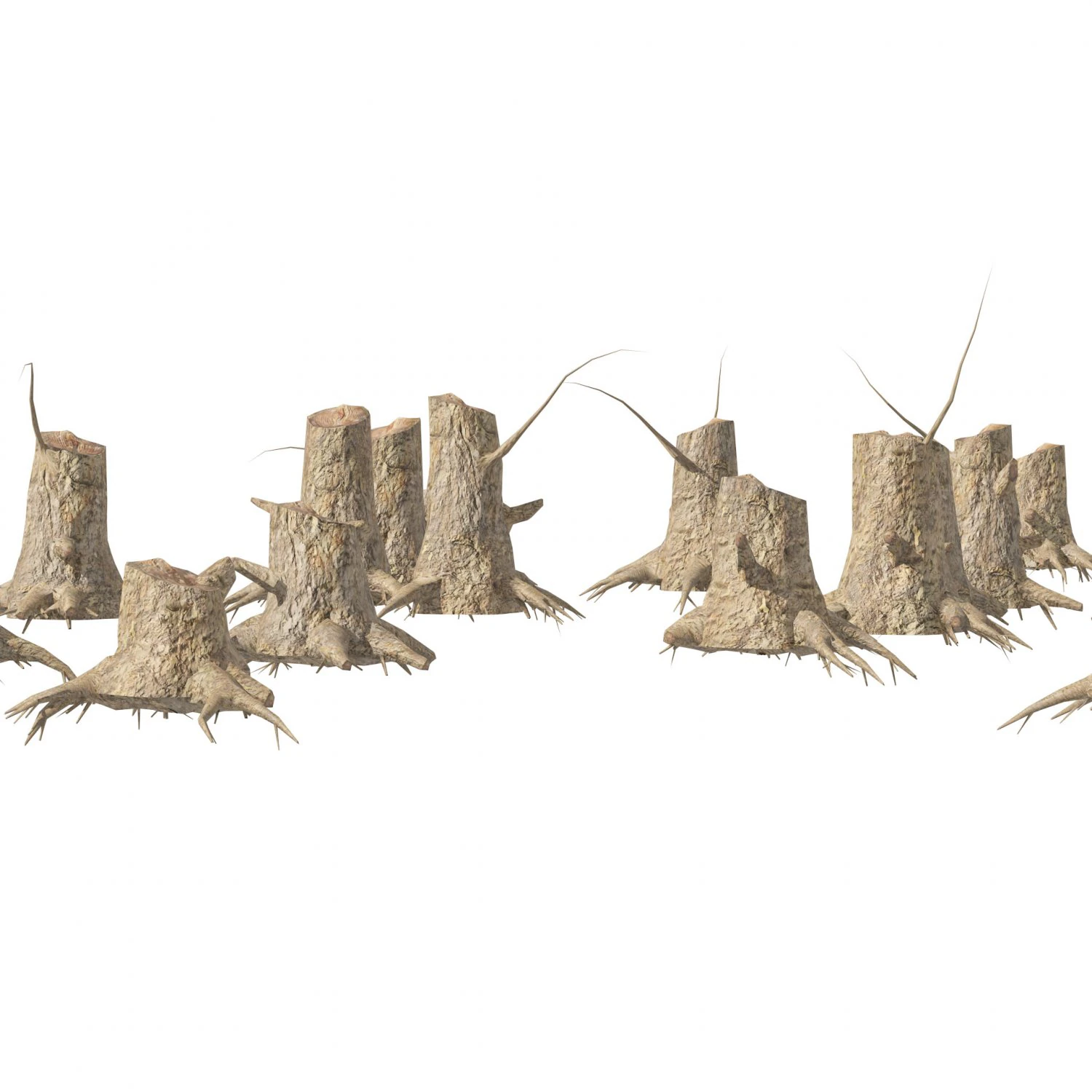 Tree stump field 3D Model .c4d .max .obj .3ds .fbx .stl .blend 