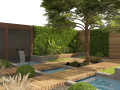 Exterior Garden yard scene with plants and small pool 3D Model