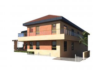 Rustic house on sloped landscape 3D 모델