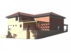 Rustic house on sloped landscape 3D Model