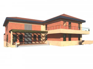 Rustic house on sloped landscape 3D Model