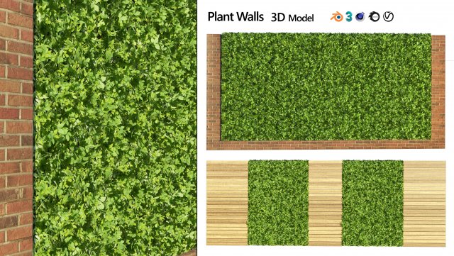Green wall 3D Model .c4d .max .obj .3ds .fbx .stl .blend 