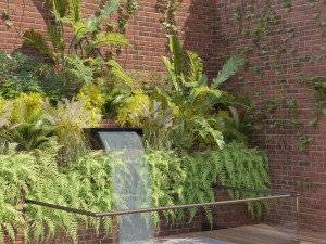 Garden Greenwall with Fountain 3D Model