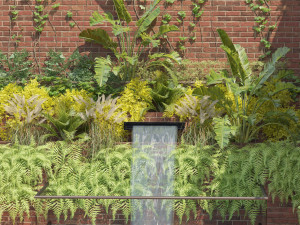 Garden Greenwall with Fountain 3D Model